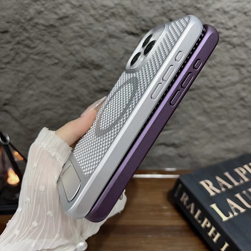 Luxury Apple iPhone Case, MagSafe Compatible, Camera Lens & Screen Protection, Ultra Thin, Shockproof, Magnetic Full All Around Cover – Breathable Heat Dissipation Case with Titanium Hard Back & Wireless Charging Support