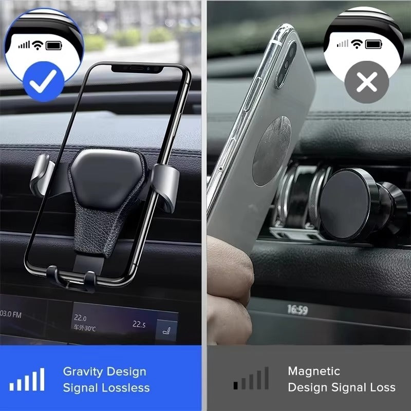 Luxury Gravity Car Phone Holder for iPhone – Air Vent Clip Mount, Hands-Free Mobile Stand, Secure GPS Navigation Support