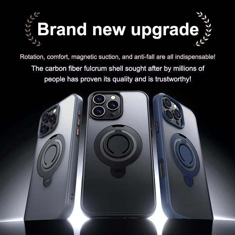 Luxury Apple iPhone Case MagSafe Compatible, Camera Lens & Screen Protection, Cover with 360° Ring Stand & Frosted Finish