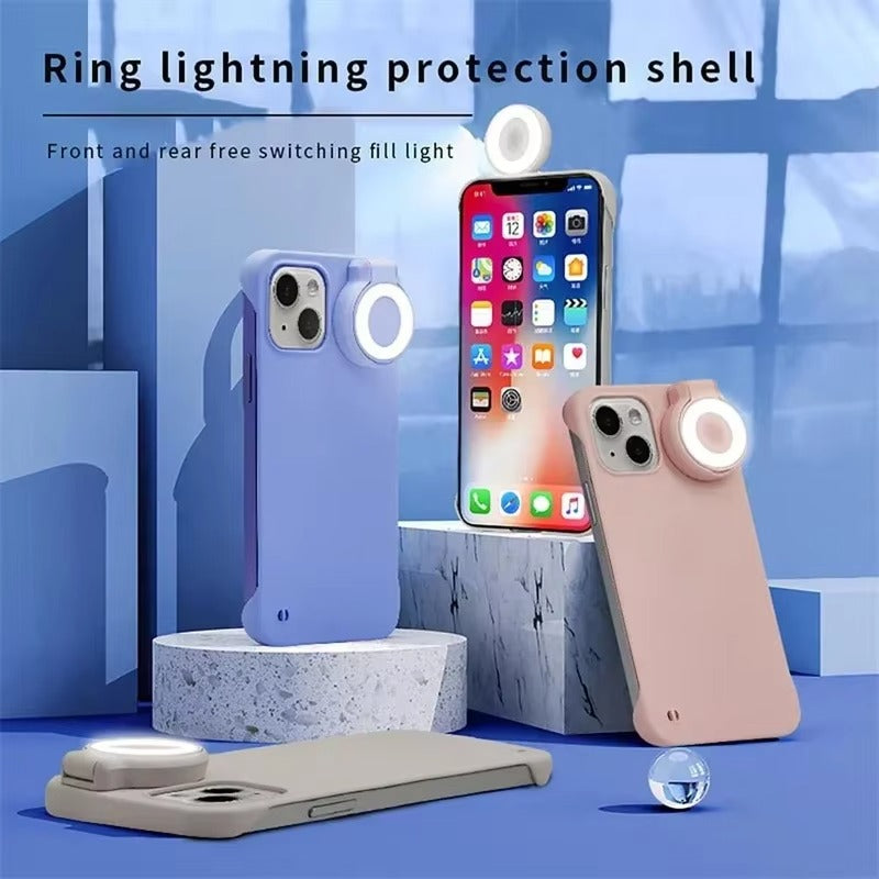 Premium Apple iPhone Case, MagSafe Compatible, Camera Lens & Screen Protection, Ultra Thin, Shockproof, Magnetic Full All Around Cover – LED Selfie Ring Light Glow Case