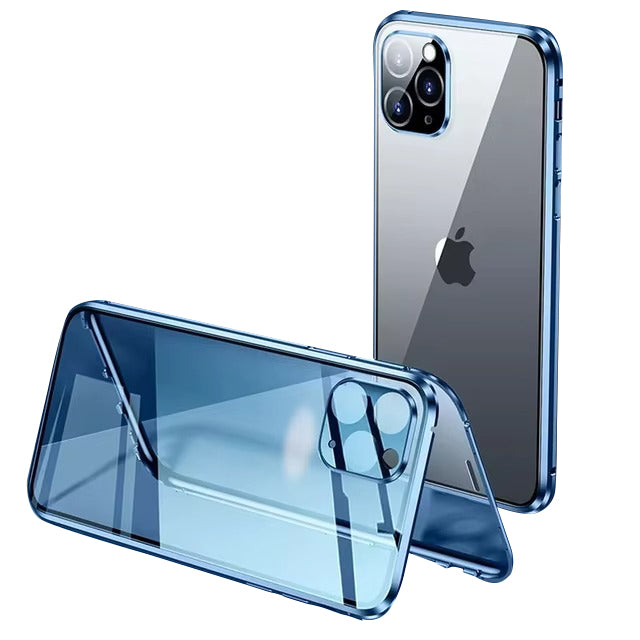 Premium Apple iPhone Case MagSafe Compatible, Camera Lens & Screen Protection Cover with Double Glass Snap Lock