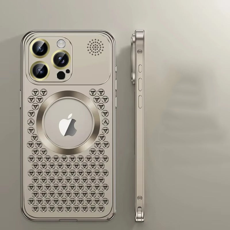 High Quality Apple iPhone Case, MagSafe Compatible, Camera Lens & Screen Protection, Ultra Thin, Shockproof, Magnetic Full All Around Cover – Metal Heat Dissipation Case with Magnetic Aluminum Back for Enhanced Cooling