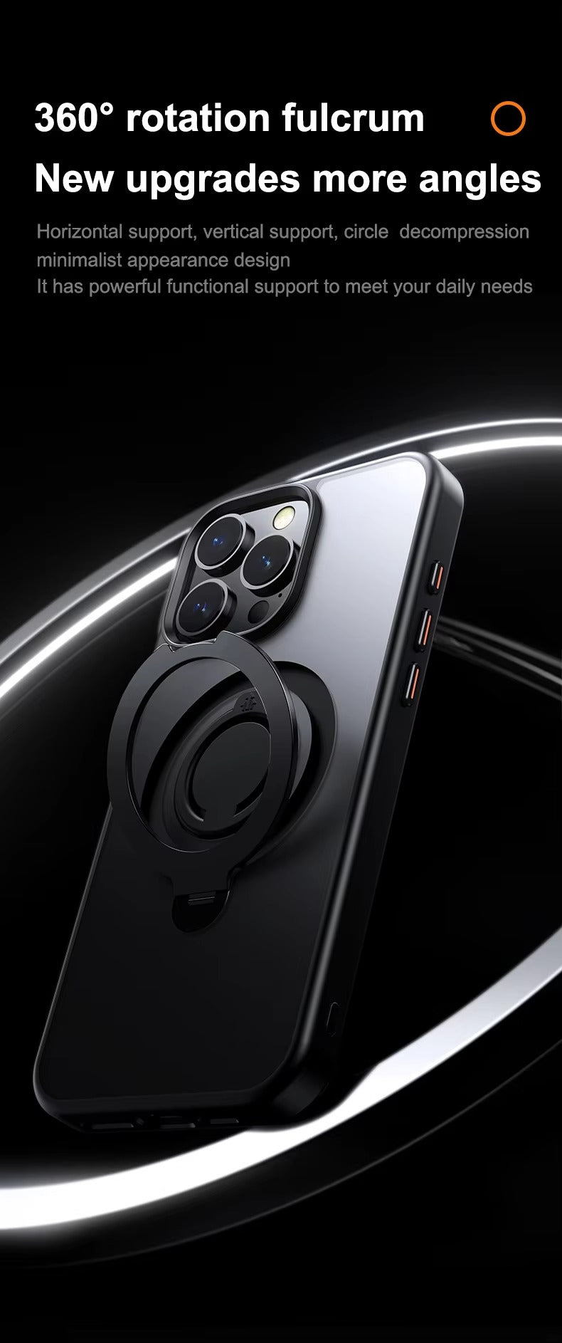 Luxury Apple iPhone Case MagSafe Compatible, Camera Lens & Screen Protection, Cover with 360° Ring Stand & Frosted Finish