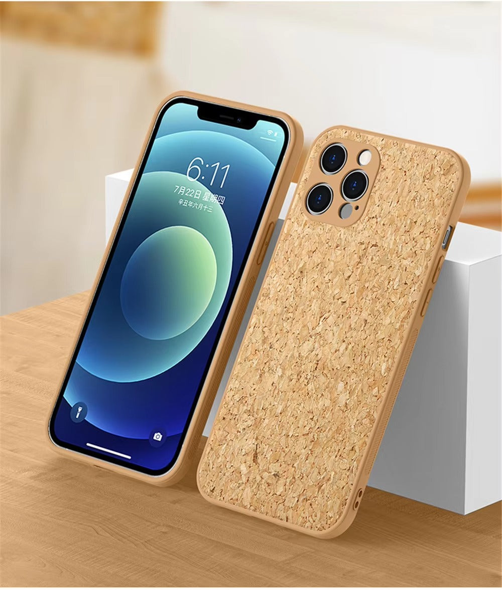 Luxury Apple iPhone Case, MagSafe Compatible, Camera Lens and Screen Protection, Ultra Thin, Shockproof, Magnetic, Full All Around Protection, Cork Wood Soft Cover