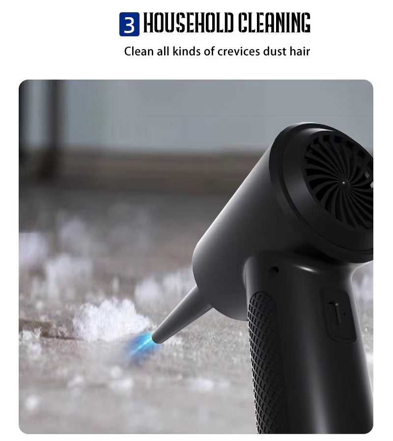 Powerful, Cordless, Compressed Air Duster for Computer, Air Blower with LED Light, for PC, Keyboard, Crumbs, Laptop, Car, Cleaning, Reusable, Portable