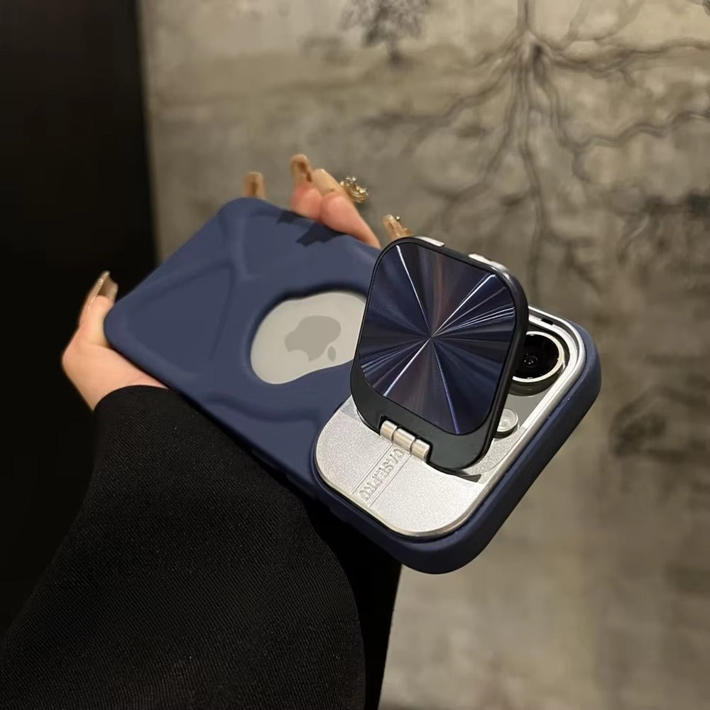 Luxury Apple iPhone Case Ultra Thin Shockproof Magnetic Full All Around Protection Cover with Matte Bracket & Logo Window