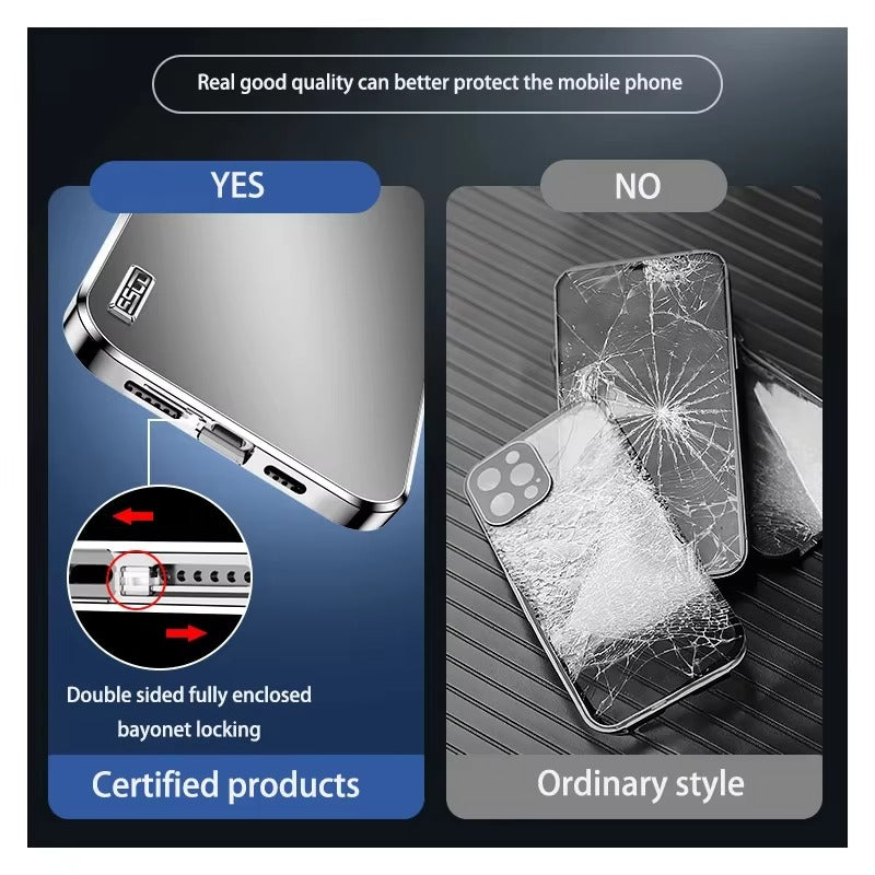 Premium Apple iPhone Case MagSafe Shockproof Magnetic Full All Around Protection Cover with Double Glass Alloy Frame