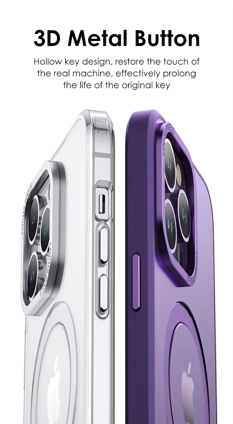 High Quality Apple iPhone Case MagSafe Compatible, Camera Lens & Screen Protection, Cover with Aluminum Stand & Metal Lens