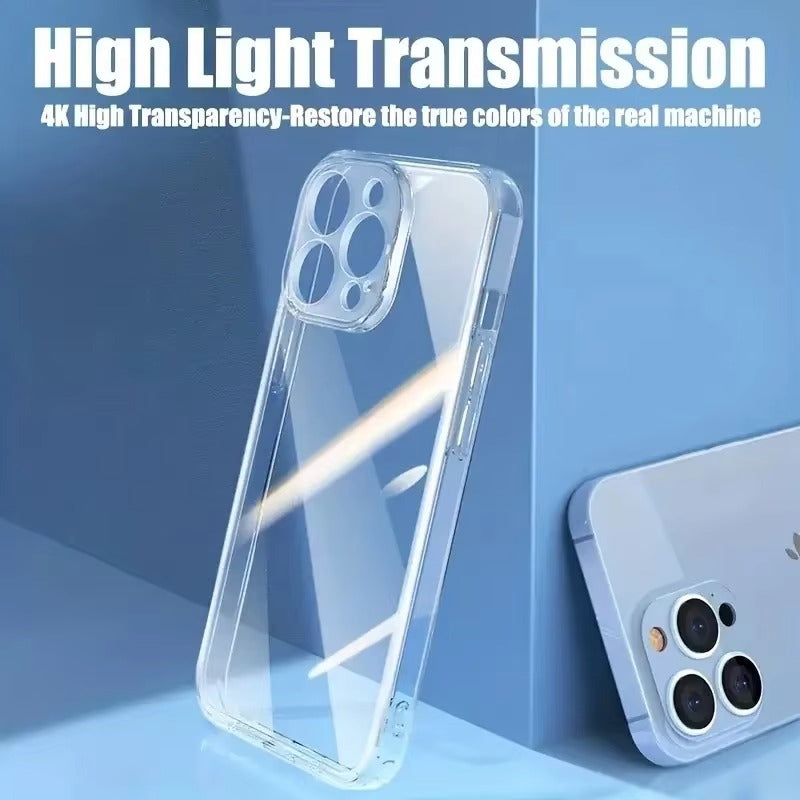 High Quality Apple iPhone Case, MagSafe Compatible, Camera Lens & Screen Protection, Ultra Thin, Shockproof, Magnetic Full All Around Cover – Transparent Soft TPU Gel Case with Crystal Clear Silicone Protection