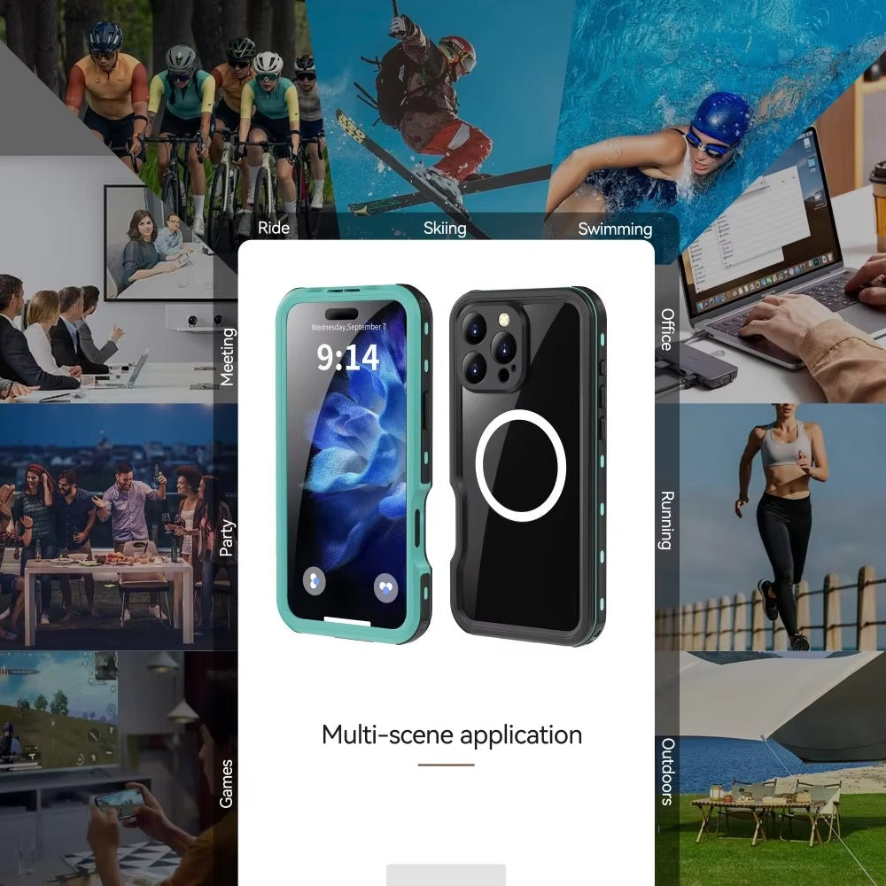 Premium Apple iPhone Case MagSafe Compatible, Camera Lens & Screen Protection, Cover with IP68 Waterproof TPU Armor