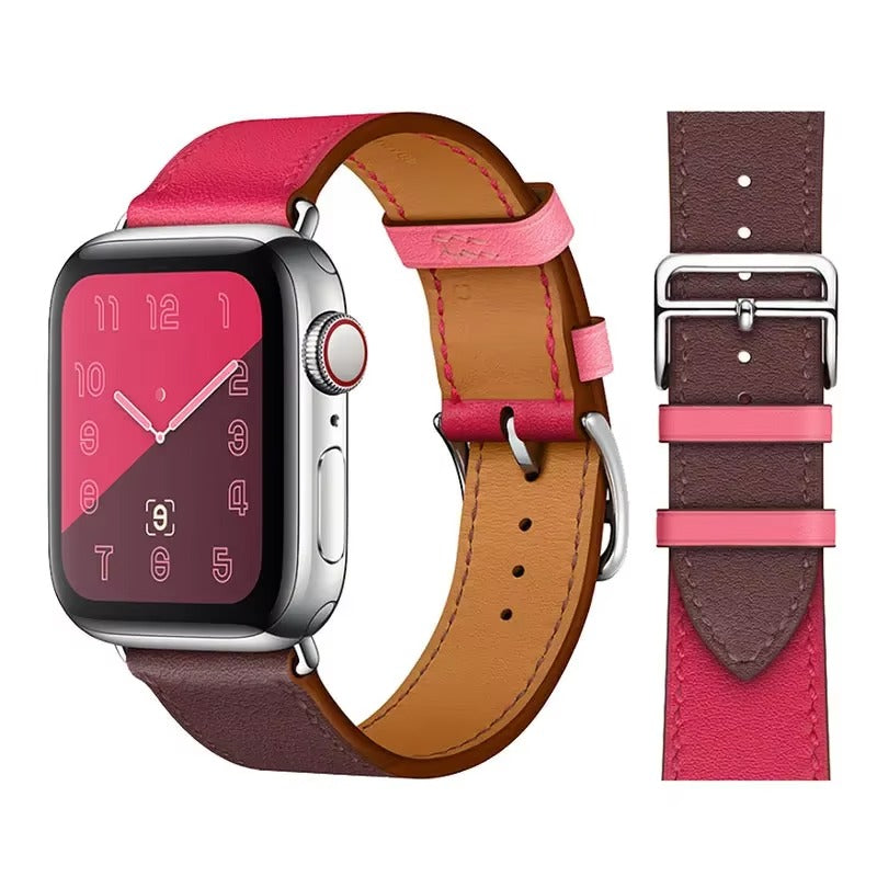 Luxury Genuine Leather Watch Band – Classic, Adjustable, Comfortable Strap for 40mm to 49mm Smartwatches, Men's and Women's