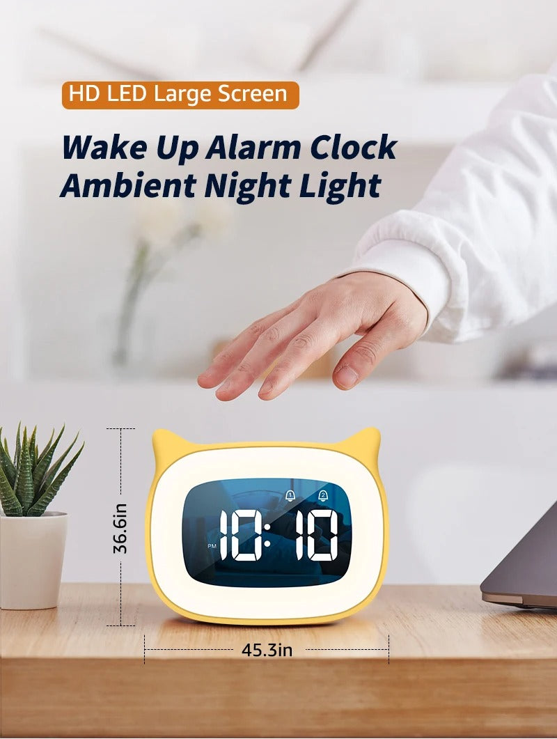 Premium Rechargeable LED Alarm Clock for iPhone Users – Touch Control Night Light, Always-On Display, 12/24H Music Desk Clock