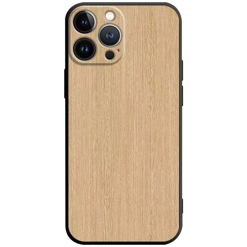 Premium Wood Grain iPhone Case MagSafe Compatible Ultra Thin Magnetic with Smooth Brown Texture and Metallic Frame Design
