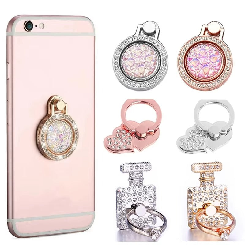 Luxury, Diamond Shiny Gems, Metal Phone Ring Holder – Rotatable, 360° Grip Stand Mount for Apple iPhone