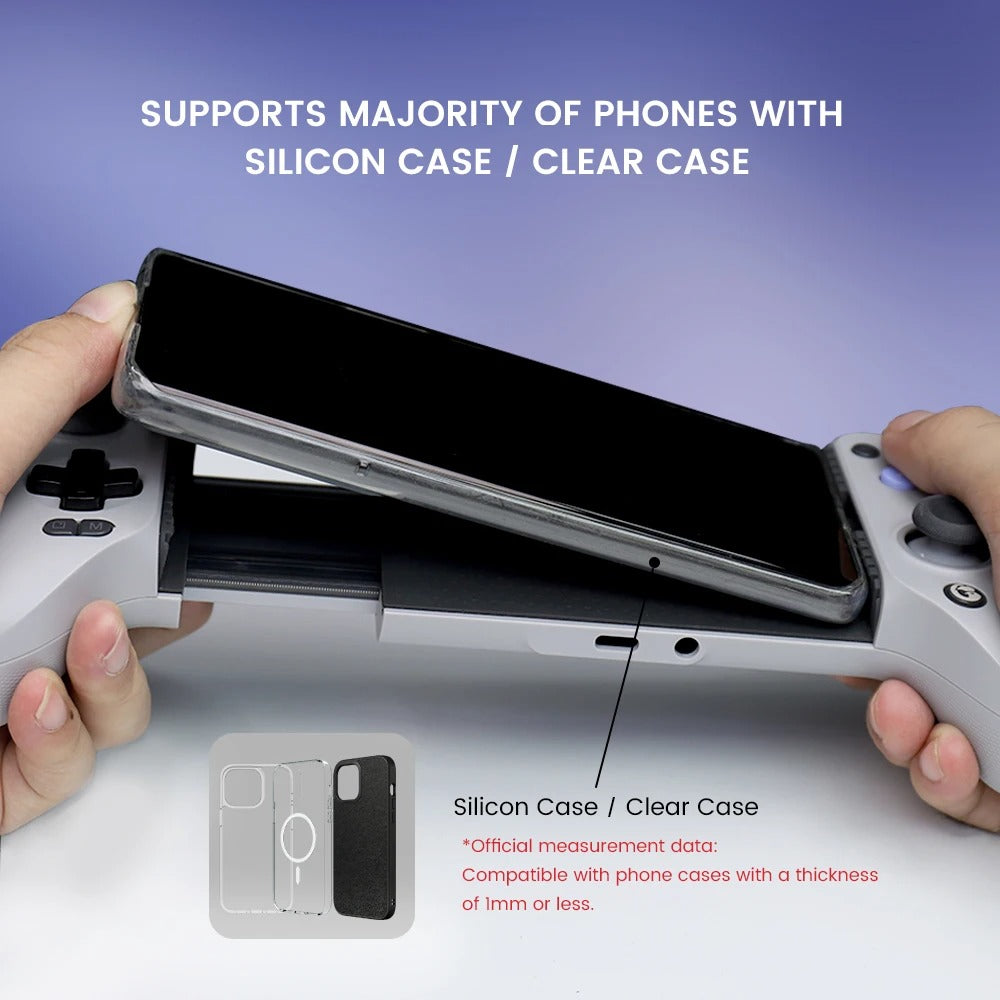 Premium Mobile Game Controller for iPhone, Hall Effect Joystick Gamepad, Wireless Stretchable Design for Apple Devices