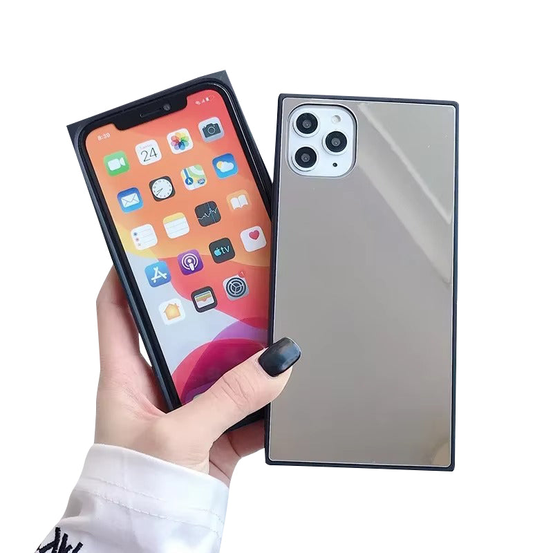 Luxury Apple iPhone Case, MagSafe Compatible, Camera Lens and Screen Protection, Ultra Thin, Shockproof, Magnetic, Full All Around Protection, Square Mirror Bumper Cover