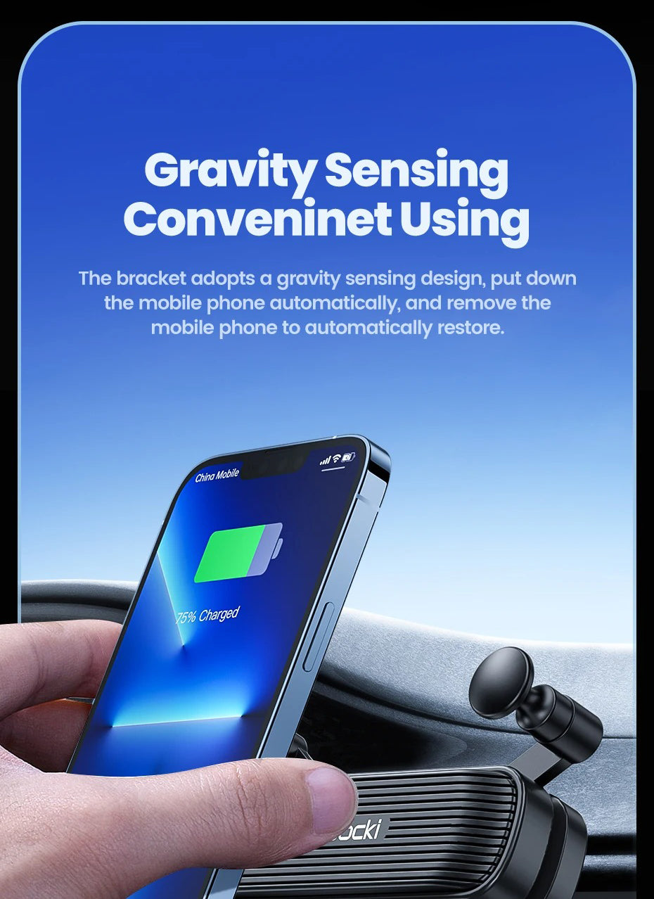 Premium Gravity Car Phone Holder – Dashboard & Air Vent Mount, Auto Lock Bracket, 360° Rotation, Anti-Slip, Universal Fit for 4.7-7" Smartphones