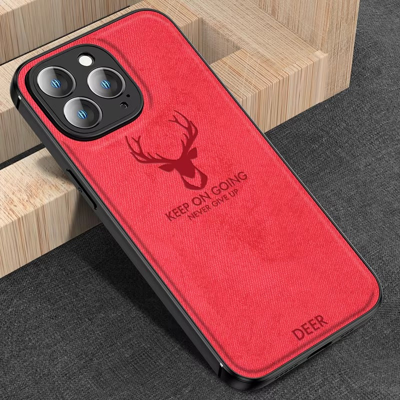 Luxury Textured Canvas iPhone Case with MagSafe Support, Shock-Absorbing Bumper Frame, Leather Feel Grip, Drop Protection