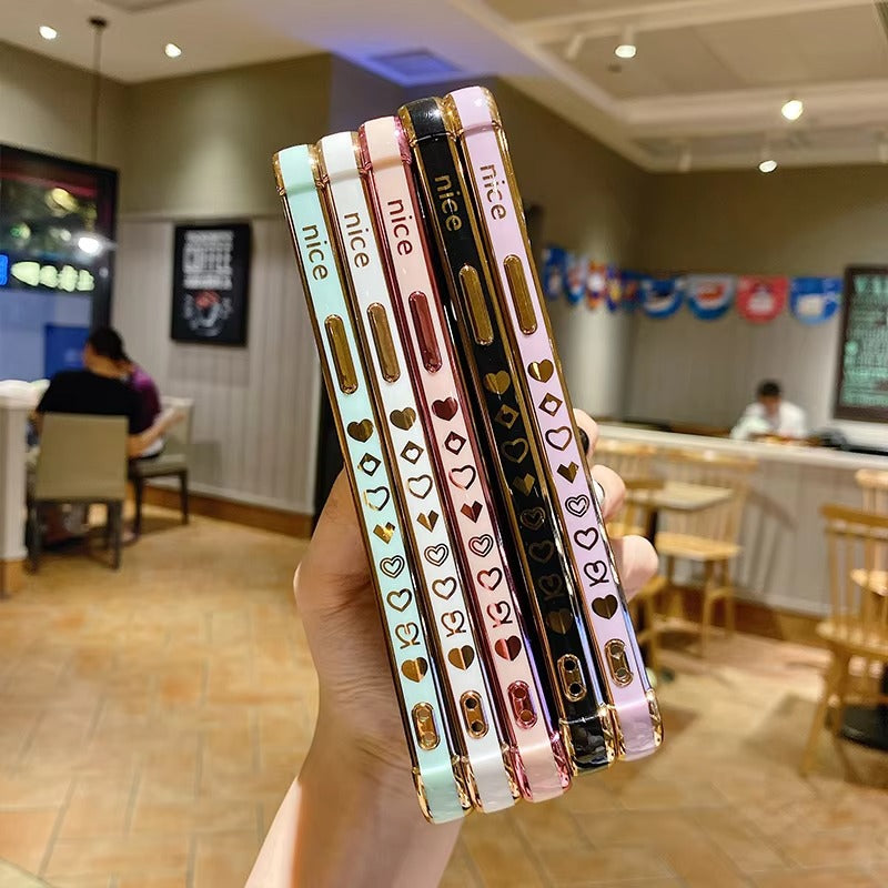 Luxury Apple iPhone Case MagSafe Compatible, Camera Lens & Screen Protection, Ultra Thin Shockproof Magnetic Full All Around Protection Cover with Electroplated Love Heart Design