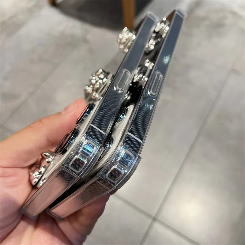 Luxury Apple iPhone Case, MagSafe Compatible, Camera Lens and Screen Protection, Ultra Thin, Shockproof, Magnetic, Full All Around Protection, Bow Heart Mirror Cover