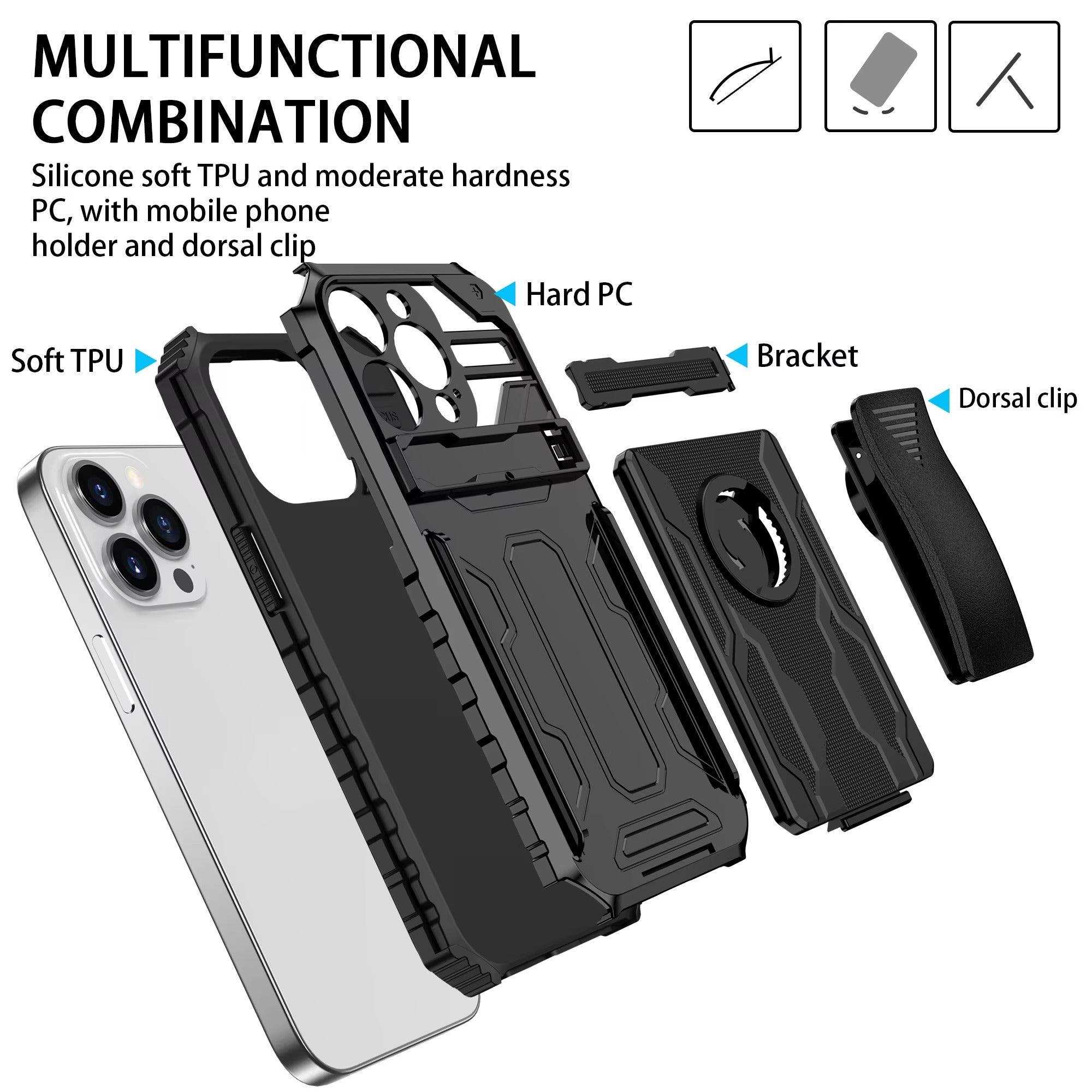 Robust Apple iPhone Case, MagSafe Compatible, Camera Lens & Screen Protection, Ultra Thin, Shockproof, Magnetic Full All Around Cover – Heavy Duty Armor Case with Kickstand, Holster & Belt Clip Attachment