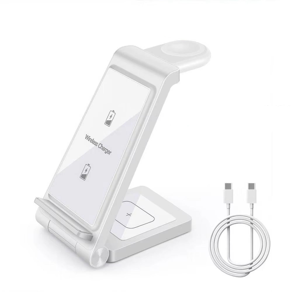 Premium 25W 3 in 1 Wireless Charging Station – Fast Charger Stand for Samsung Phones, Galaxy Watch and Buds with Detachable Holder and Type-C Cable