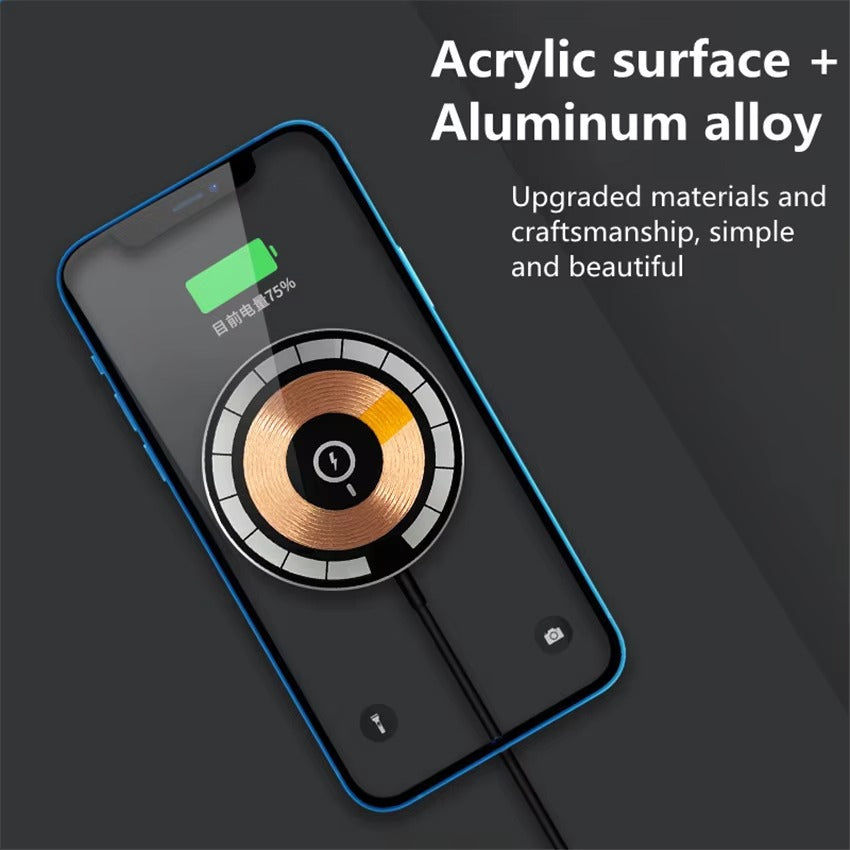 Premium, 30W Magnetic Wireless Charger Pad – Fast Charging Stand for MagSafe-Compatible iPhone, USB-A, PD Power Adapter,