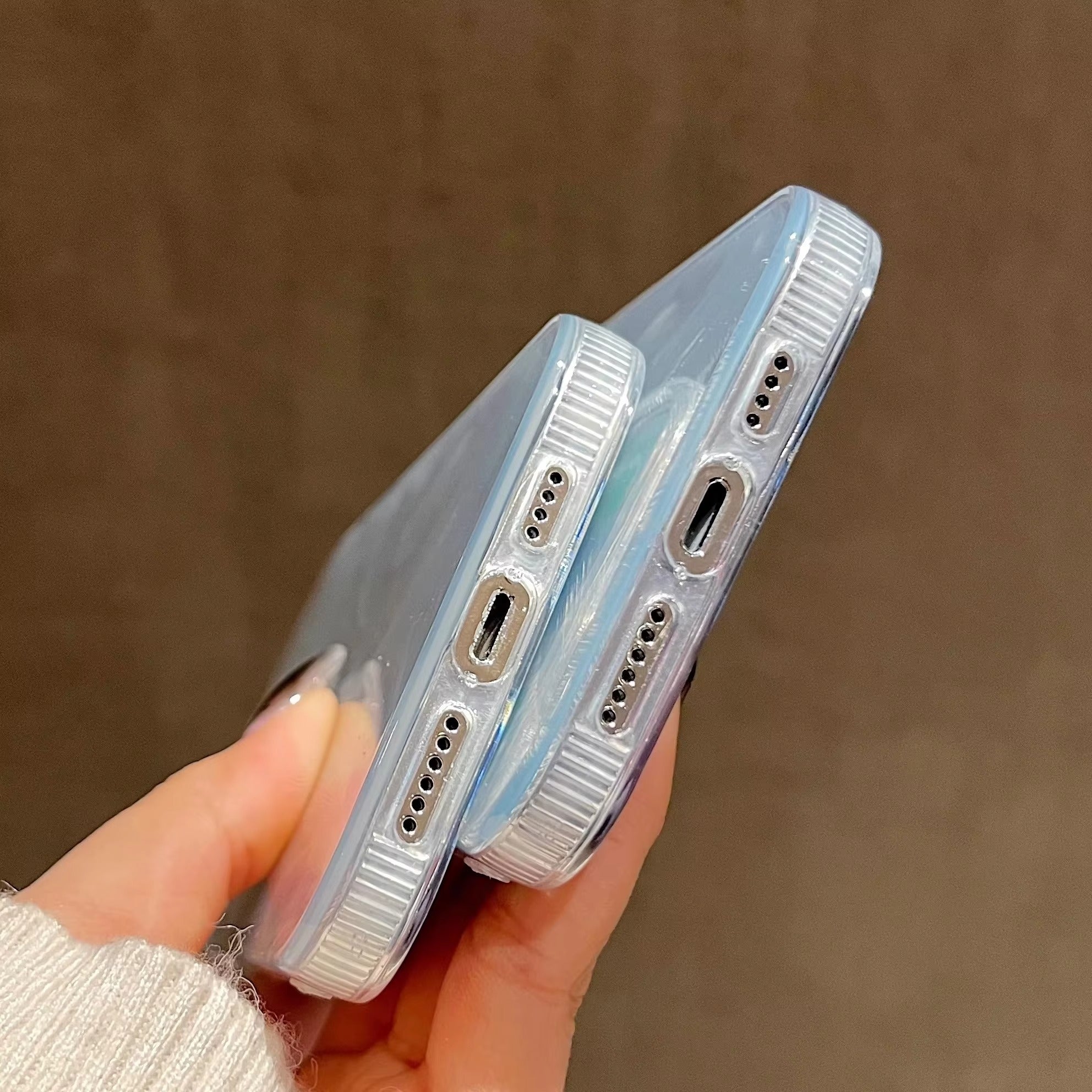 Luxury Apple iPhone Case, MagSafe Compatible, Camera Lens & Screen Protection, Ultra Thin, Shockproof, Magnetic Full All Around Cover – Laser Silver Gradient Silicone Case with Anti-Slip Edges & Soft Protective Design