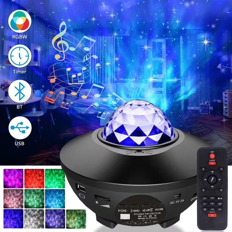 Premium Galaxy Star Projector with Ocean Wave Light, Bluetooth Music Speaker Night Lamp for Bedroom Decor, Party Ambience,