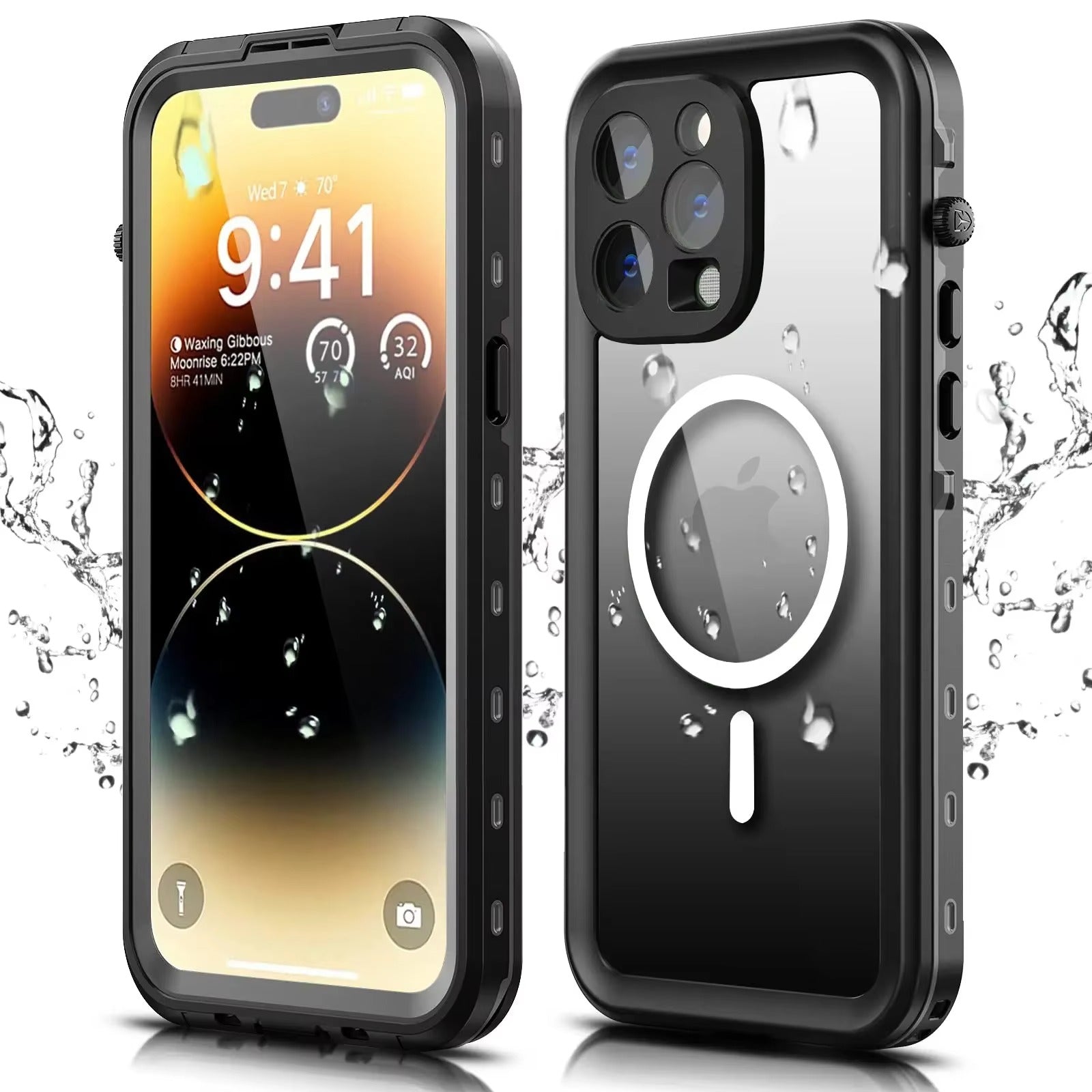 Robust Apple iPhone Case MagSafe Compatible, Camera Lens & Screen Protection, Ultra Thin Shockproof Magnetic Full All Around Protection Cover with IP68 Waterproof Diving Design
