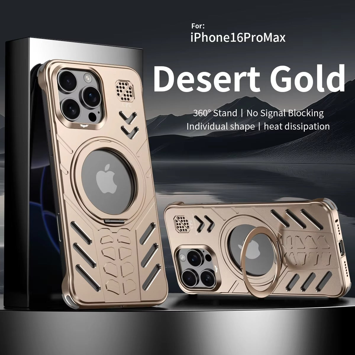 Luxury Apple iPhone Case, MagSafe Compatible, Camera Lens & Screen Protection, Ultra Thin, Shockproof, Magnetic Full All Around Cover – Hollow Aluminum Alloy Case with Magnetic Metal Holder, Stand & Heat Dissipation Design