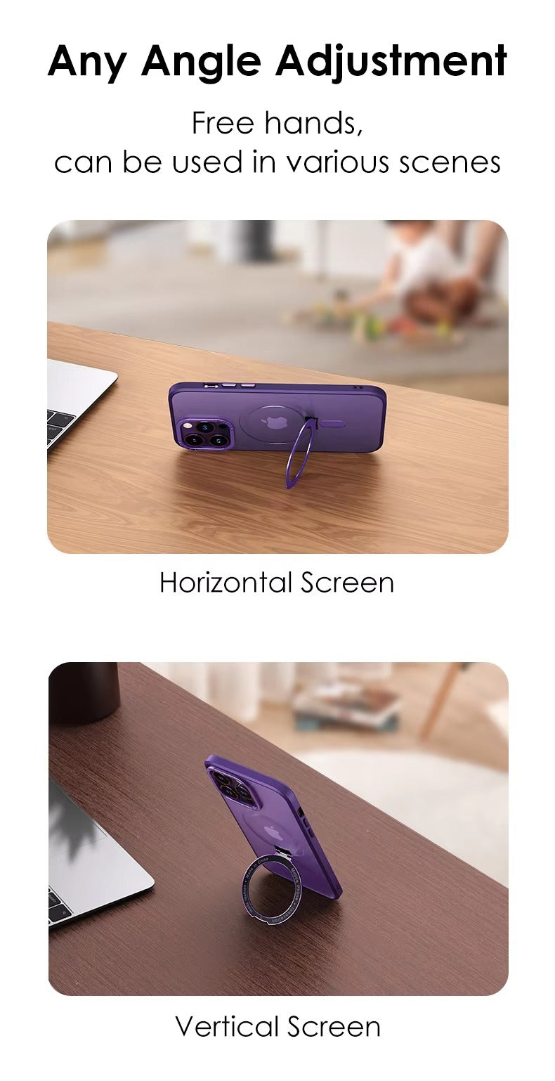 High Quality Apple iPhone Case MagSafe Compatible, Camera Lens & Screen Protection, Cover with Aluminum Stand & Metal Lens