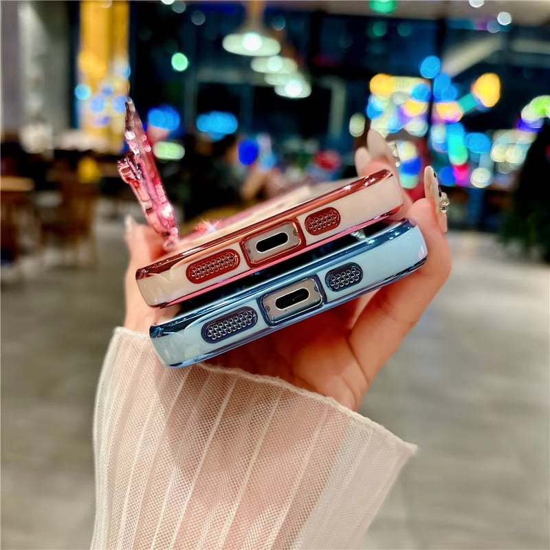 Luxury Apple iPhone Case, MagSafe Compatible, Camera Lens and Screen Protection, Ultra Thin, Shockproof, Magnetic, Full All Around Protection, Butterfly Stand Cover