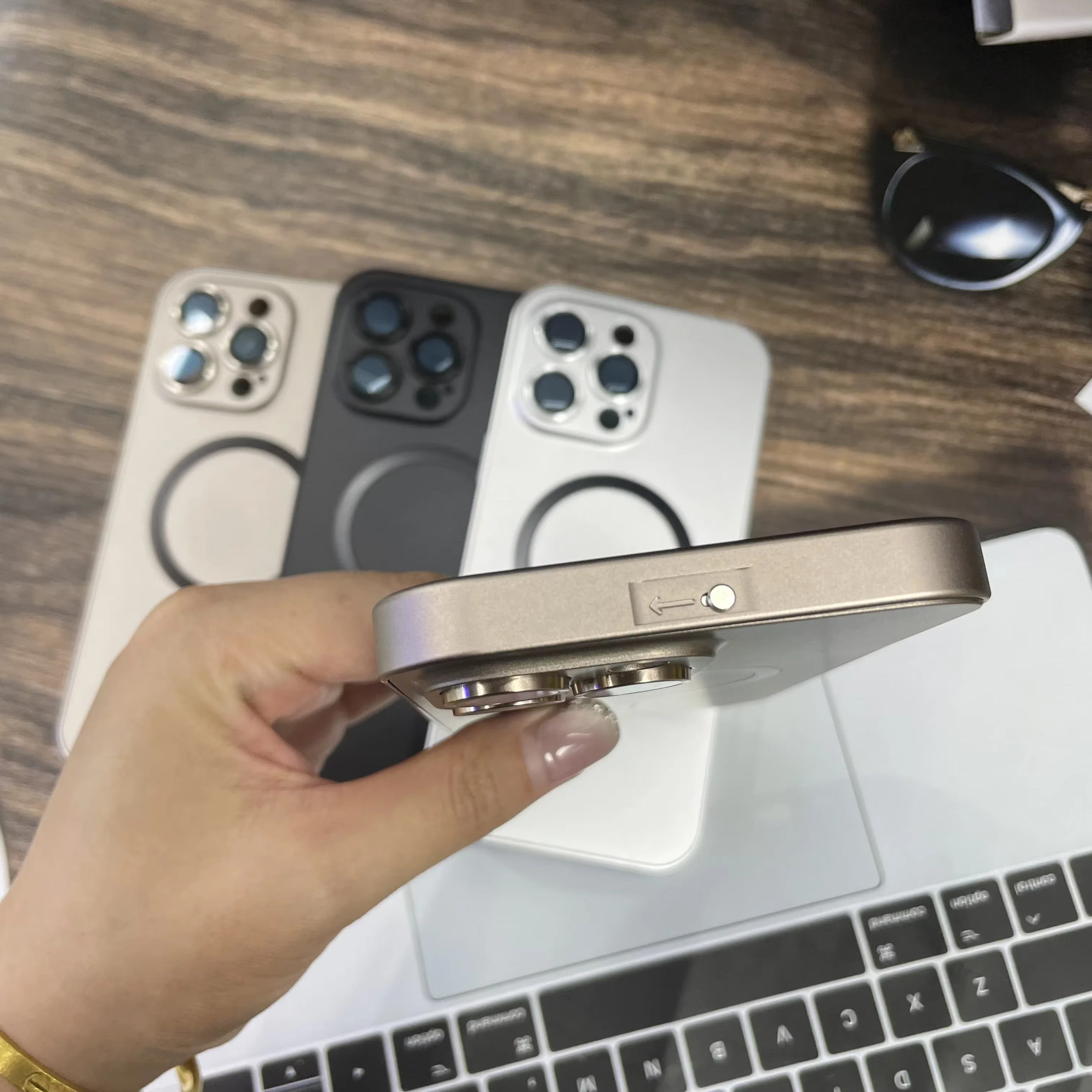 Premium Apple iPhone Case, MagSafe Compatible, Camera Lens & Screen Protection, Ultra Thin, Shockproof, Magnetic Full All Around Cover – Aluminum Metal Frame Case with Hard PC Back for Stylish Impact Protection