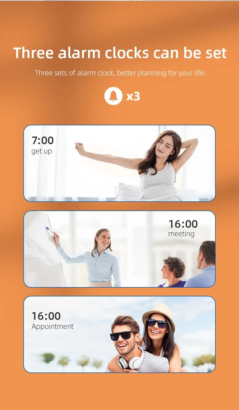 Luxury Wireless Charging Alarm Clock – LED Digital Thermometer Dock Station with Fast 5W Charger for Phones, Smartwatches, and Earbuds