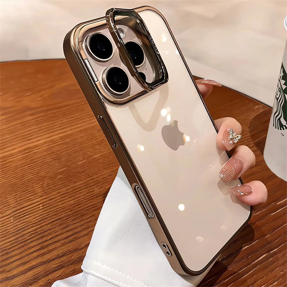 Luxury Apple iPhone Case, Ultra Thin Shockproof Magnetic Full All Around Protection Cover with Plating Stand & Hard Shell