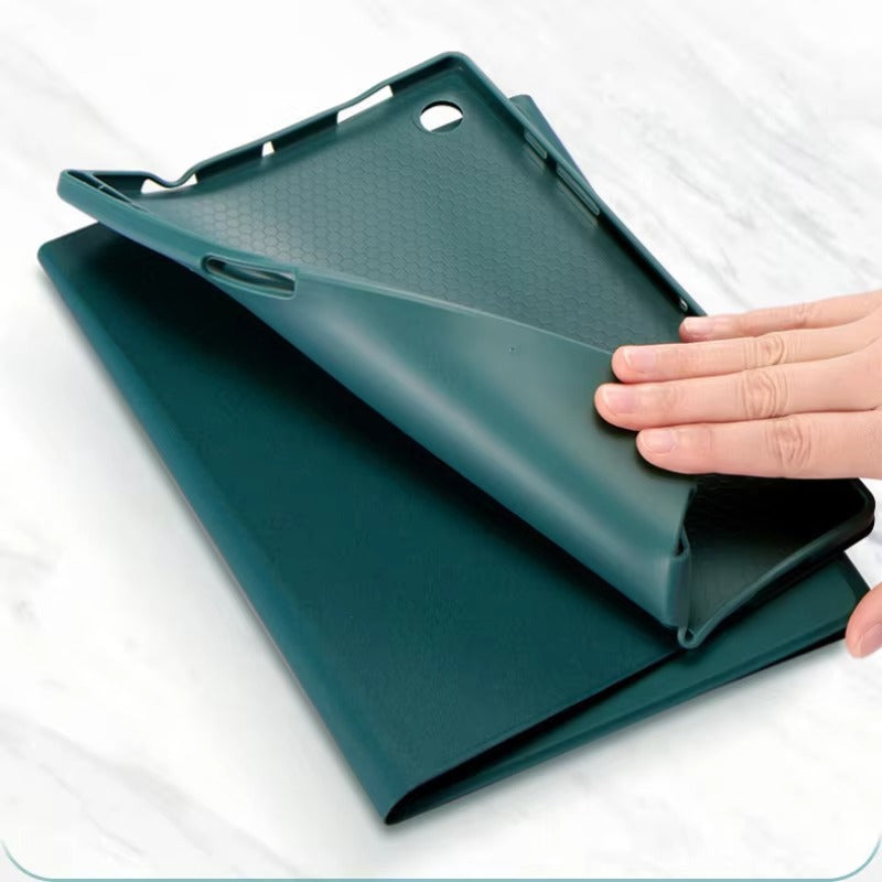 Luxury Wireless Keyboard Case with Free Mouse – Bluetooth Keyboard Cover with Touchpad, Leather Texture, Built-in Battery, for 10–11 inch Tablets, Solid Color Design