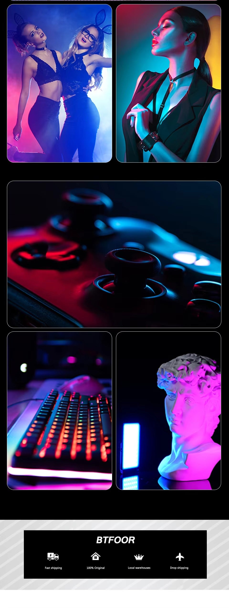 High Quality, RGB LED Video Light Panel – Adjustable 2500–9000K Fill Light with LCD Display, Vlogging, and Apple Devices