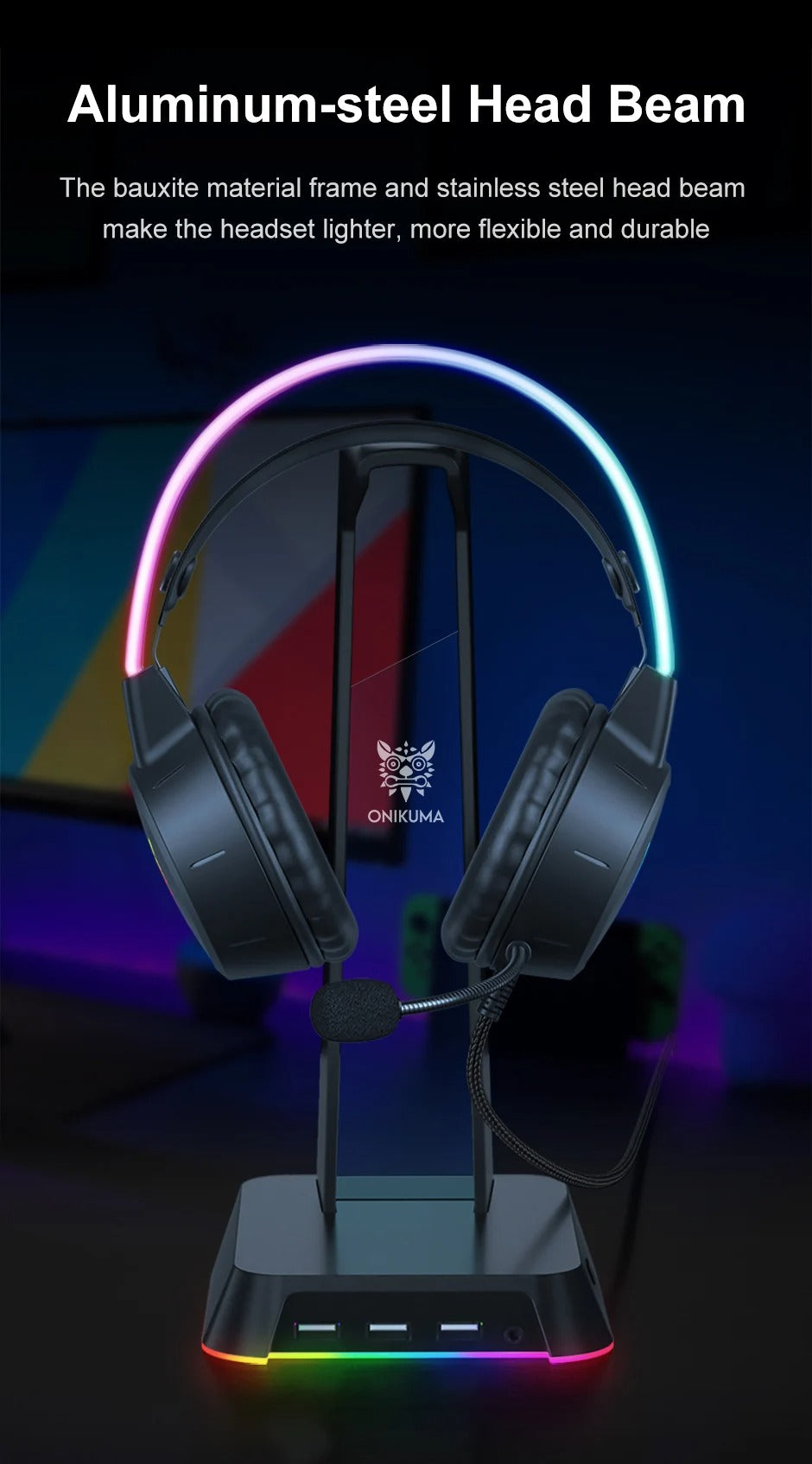 Premium Cat Ear Gaming Headset for iPhone & Mac – Wired Over-Ear Headphones with RGB Lights, Noise Streaming & Online Play
