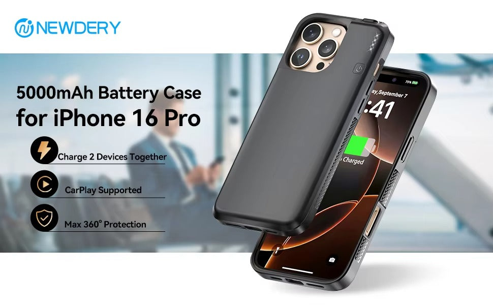 High Quality Apple iPhone Case MagSafe Compatible, Camera Lens & Screen Protection, Ultra Thin Shockproof Magnetic Full All Around Protection Cover with 8000mAh Battery Pack