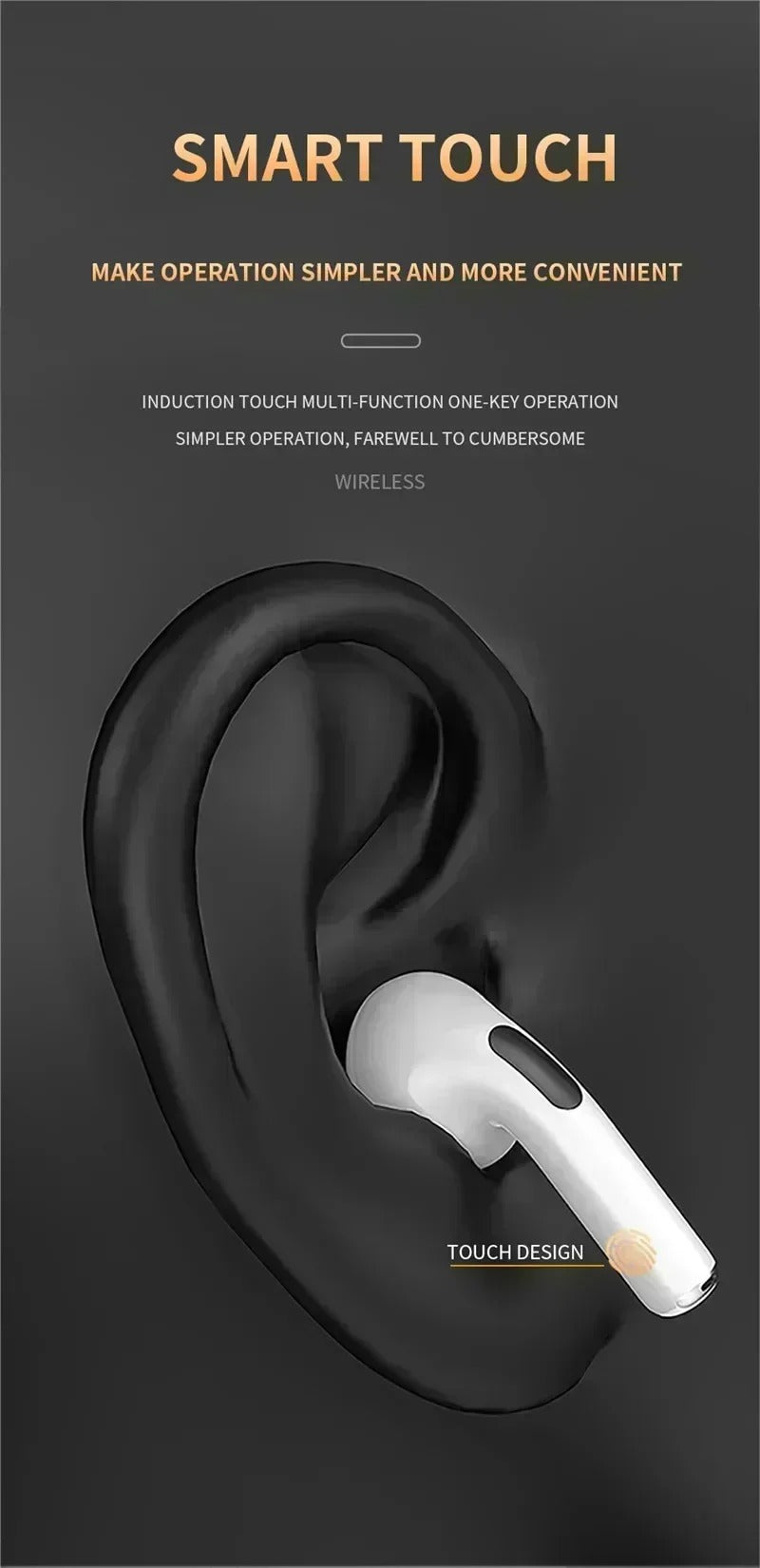 Premium TWS Wireless Earbuds with Mic – Bluetooth 5.0, Noise Cancelling, Touch Control, Long Battery Life, HiFi Stereo Earphones for iOS & Android