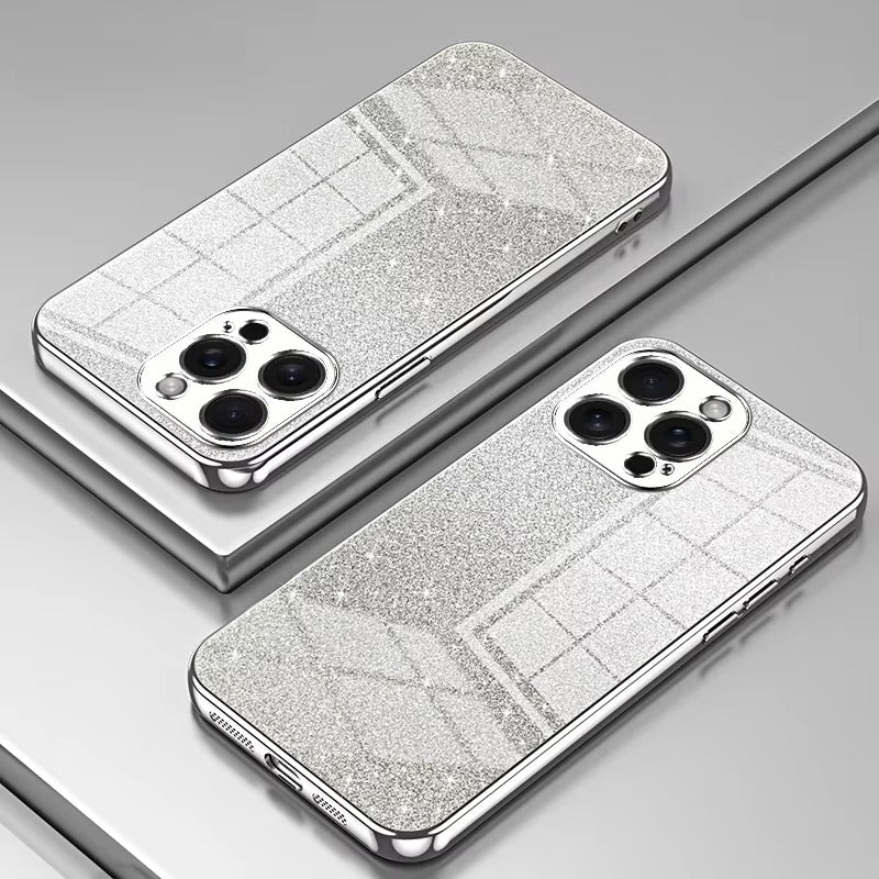 Luxury Apple iPhone Case, MagSafe Compatible, Camera Lens & Screen Protection, Ultra Thin, Shockproof, Magnetic Full All Around Cover – Electroplated Glitter Soft TPU Case with Shockproof Back Protection