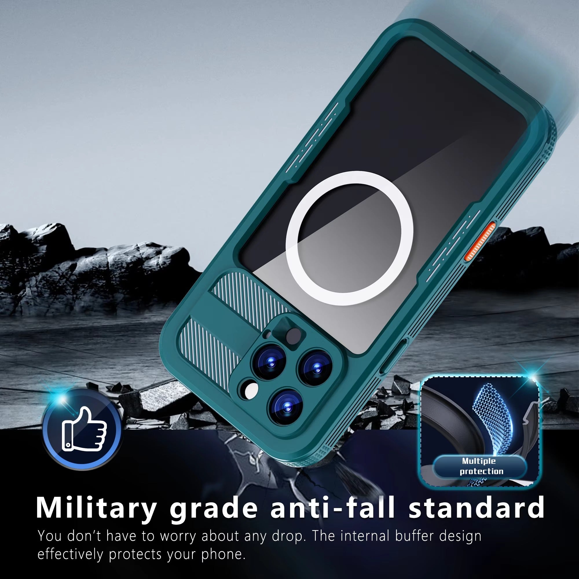 Luxury Apple iPhone Case MagSafe Compatible, Camera Lens & Screen Protection, Ultra Thin Shockproof Magnetic Full All Around Protection Cover with IP68 Clear Diving Design