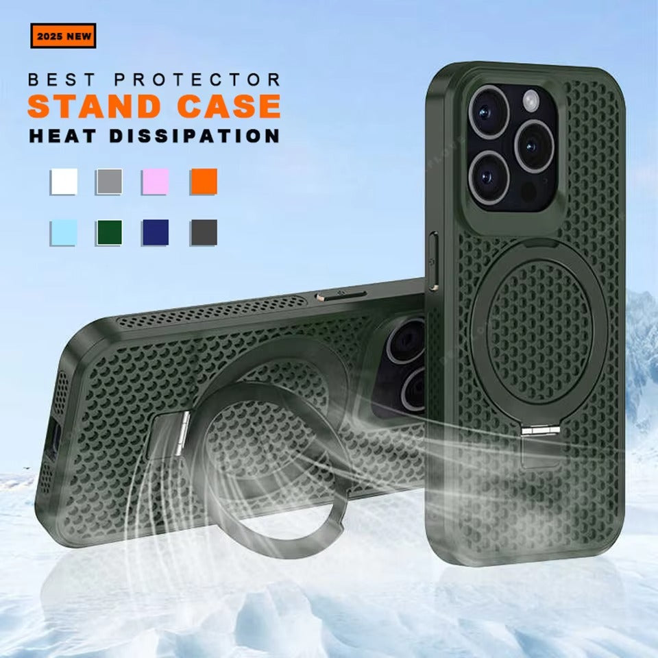 Luxury Apple iPhone Case, MagSafe Compatible, Camera Lens & Screen Protection, Ultra Thin, Shockproof, Magnetic Full All Around Cover – Matte Magnetic Case with Holder, Heat Dissipation & Wireless Charging Support