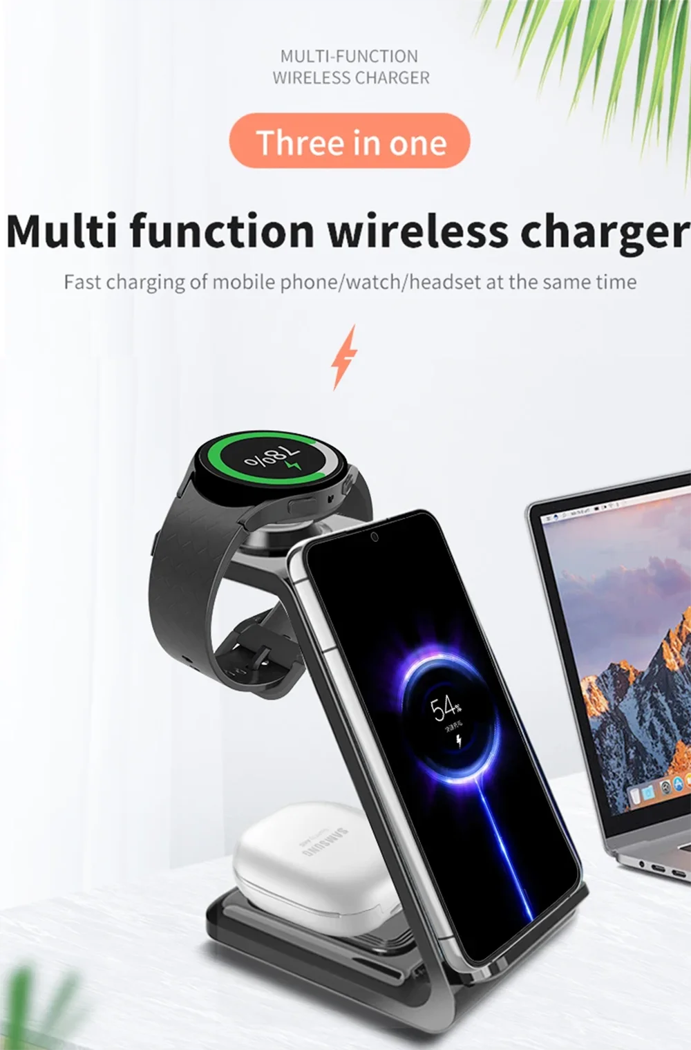 Premium 30W 3 in 1 Wireless Charging Station – Fast Charger Stand for iPhone, Apple Watch, AirPods with Dual Coil Design, Case Friendly & Safe Charging