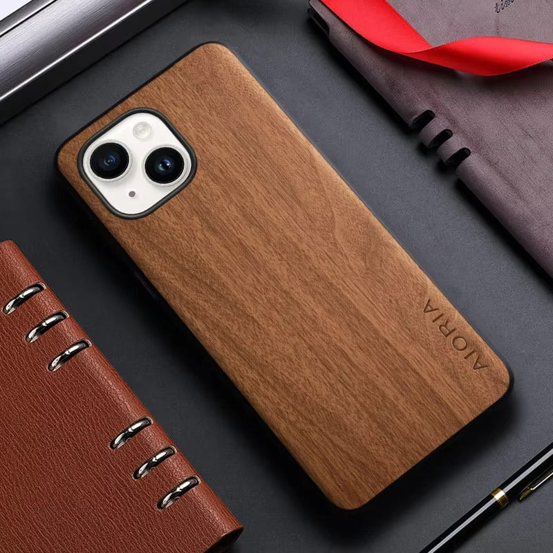 Luxury Apple iPhone Case, MagSafe Compatible, Camera Lens and Screen Protection, Ultra Thin, Shockproof, Magnetic, Full All Around Protection, Bamboo Leather Cover
