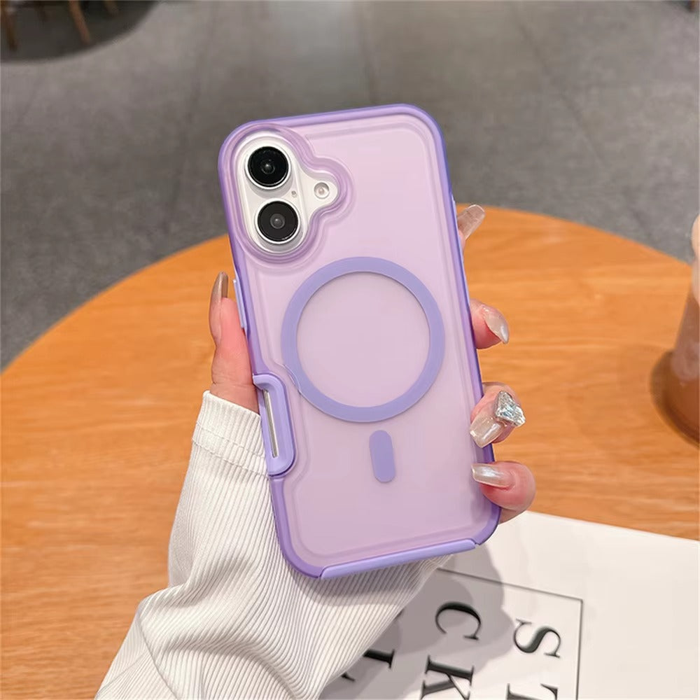 High Quality Apple iPhone Case, MagSafe Compatible, Camera Lens & Screen Protection, Ultra Thin, Shockproof, Magnetic Full All Around Cover – Dual Color Matte Armor Case with Wrist Strap & Magnetic Lanyard