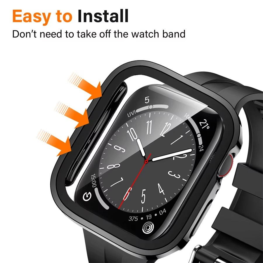 High Quality Tempered Glass Case for Apple Watch – Full Coverage Display Protector Film for 40mm to 45mm Smartwatches