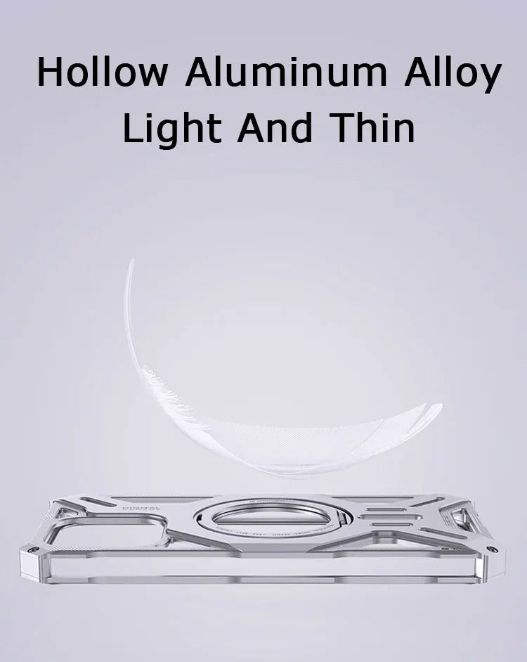 Luxury Apple iPhone Case, MagSafe Compatible, Camera Lens & Screen Protection, Ultra Thin, Shockproof, Magnetic Full All Around Cover – Magnetic Bracket Case with Fashion Aluminum Alloy Frame for Stylish Protection