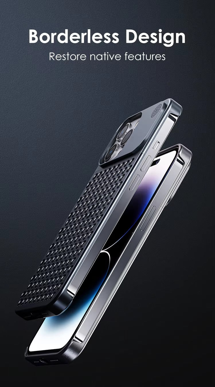 Luxury Apple iPhone Case, MagSafe Compatible, Camera Lens & Screen Protection, Ultra Thin, Shockproof, Magnetic Full All Around Cover – Aluminum Cooling Case with Heat Dissipation & Removable Fragrance Module